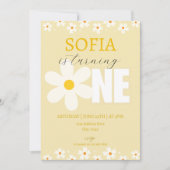 Daisy Flowers Eerste Verjaardag Uitnodiging (Voorkant)