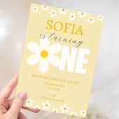 Daisy Flowers Eerste Verjaardag Uitnodiging