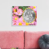 Daisy Flowers en Bumble Bee Creëer Uw eigen foto Canvas Afdruk (Insitu (Woonkamer))