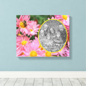 Daisy Flowers en Bumble Bee Creëer Uw eigen foto Canvas Afdruk (Insitu (Houten vloer))