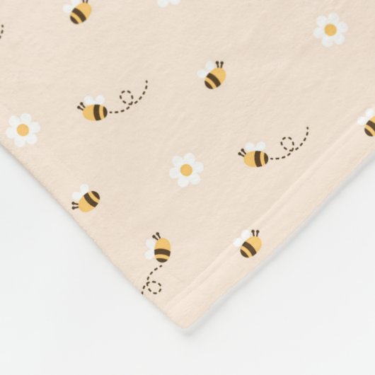 Daisy Flowers en Honey Bees Fleece Deken (Hoek)