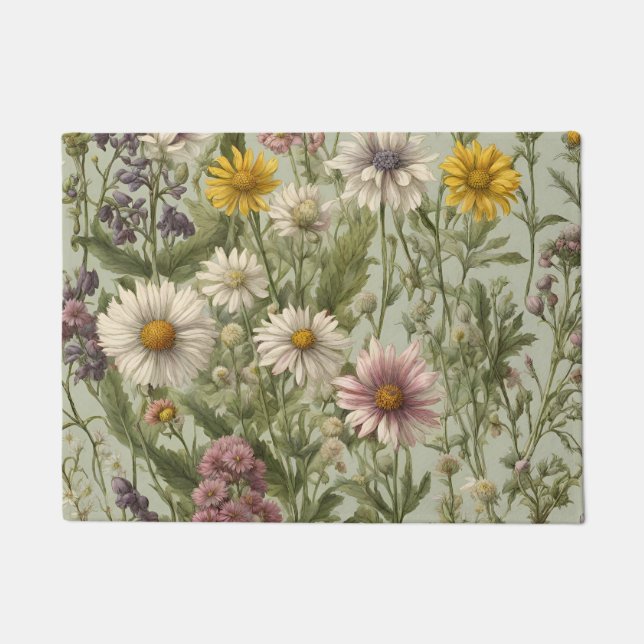  Daisy Flowers en Wildflower Deurmat (Voorkant)