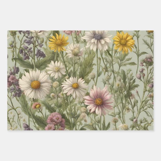  Daisy Flowers en Wildflower Inpakpapier Vel (Voorkant)