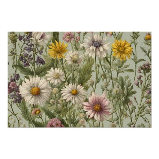  Daisy Flowers en Wildflower Perfect Poster (Voorkant)