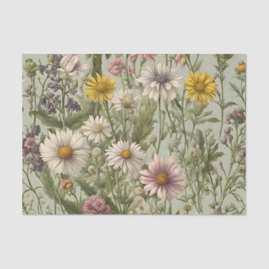  Daisy Flowers en Wildflower Tissuepapier (Voorkant)