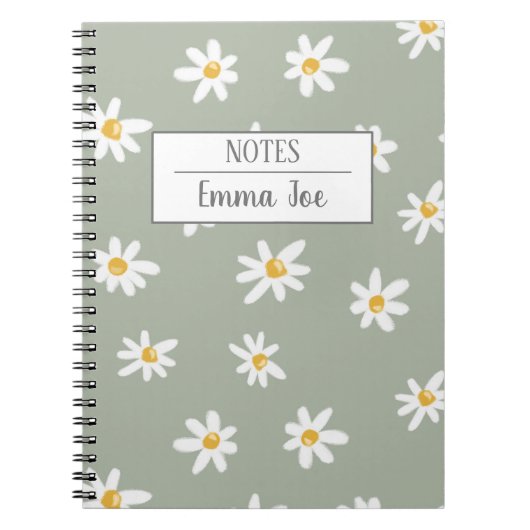 Daisy Flowers Gepersonaliseerd met Naam Notitieboek (Voorkant)