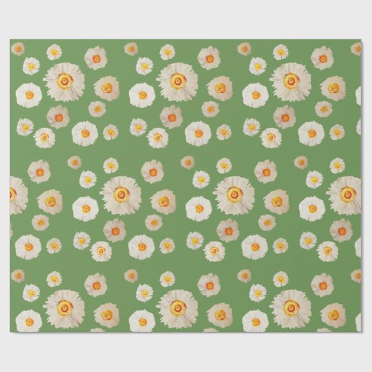 Daisy Flowers Glossy Wrapping Papier (Vlak)