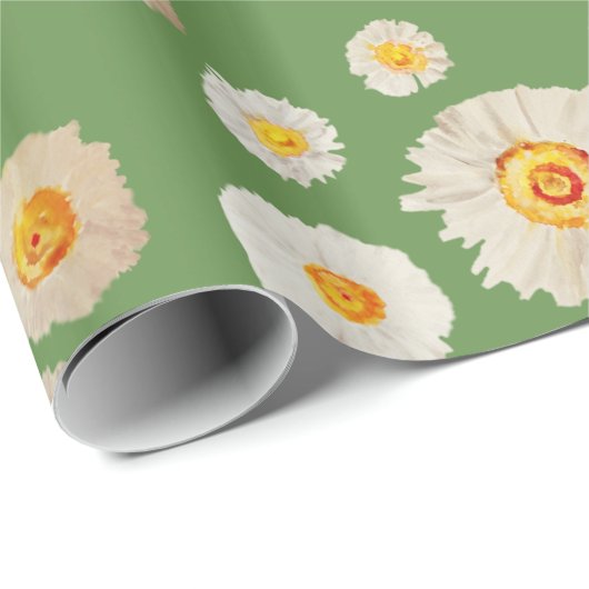 Daisy Flowers Glossy Wrapping Papier (Rol Hoek)