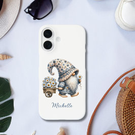 Daisy Flowers Gnome gepersonaliseerd monogram iPhone 16 Hoesje