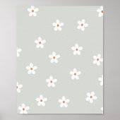 Daisy Flowers Green Poster (Voorkant)