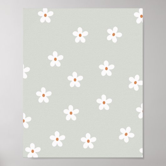 Daisy Flowers Green Poster (Voorkant)