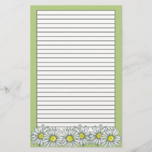 Daisy Flowers Groene Bloemtekening Vol Briefpapier