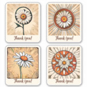 Daisy Flowers Groovy Retro gepersonaliseerd Sticker (Voorkant)