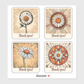 Daisy Flowers Groovy Retro gepersonaliseerd Sticker (Vel)