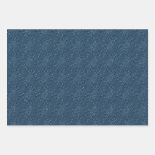 Daisy Flowers in Blue Natuur Art Pattern Inpakpapier Vel (Voorkant 2)