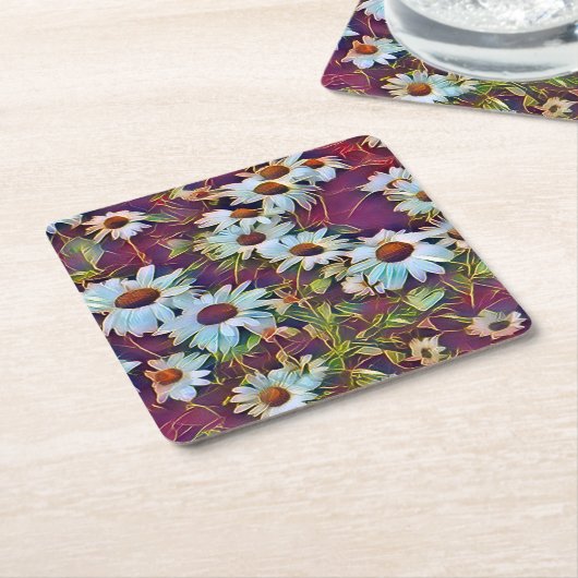 DAISY FLOWERS KARTONNEN ONDERZETTERS (Schuin)