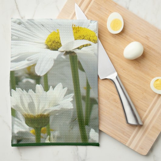 Daisy Flowers Kitchen Hand Towels Daisies Theedoek (Quarter Fold)