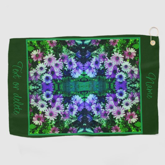 Daisy Flowers Kleurrijke Abstract Gepersonaliseerd Golfhanddoek (Horizontaal)