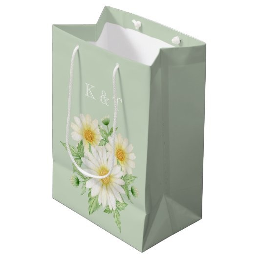 Daisy Flowers Medium Gift Bag Medium Cadeauzakje (Voorkant Gekanteld)