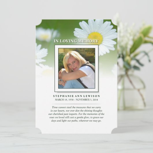 Daisy Flowers - Memorial en misschien gedicht Dank Kaart (Staand voorkant)