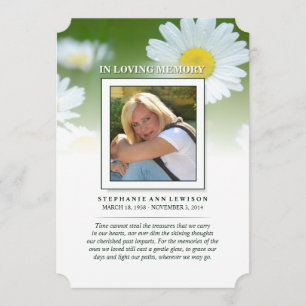 Daisy Flowers - Memorial en misschien gedicht Dank Kaart
