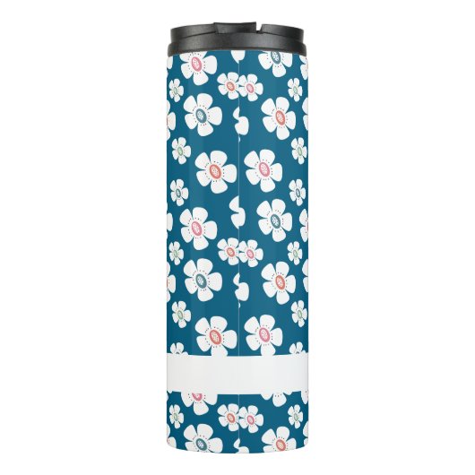 Daisy Flowers Ocean Blue Brown Aardappel Custom Thermosbeker (Achterkant)