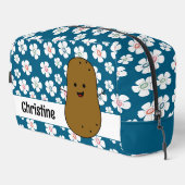 Daisy Flowers Ocean Blue Brown Aardappel Custom Toilettasje (Rechterhoek)
