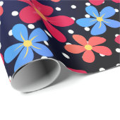 Daisy Flowers on Polka Dots Cadeaupapier (Rol Hoek)
