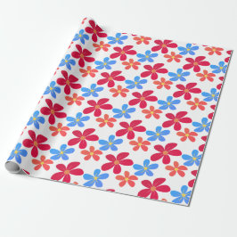 Daisy Flowers on White Cadeaupapier