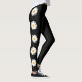 Daisy Flowers op zwarte achtergrondkleur Leggings (Rechts)