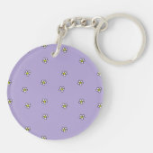 Daisy Flowers Paars Pattern Sleutelhanger (Achterkant)