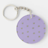 Daisy Flowers Paars Pattern Sleutelhanger (Voorkant)