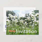 Daisy Flowers Party Invitation Briefkaart (Voorkant / Achterkant)