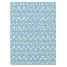 Daisy Flowers Pastel Green White op pastblauw