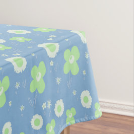 Daisy Flowers Pastel Green White op pastblauw Tafelkleed