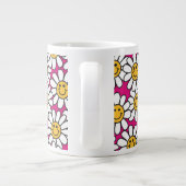 Daisy Flowers Pattern Pink Yellow Grote Koffiekop (Achterkant)
