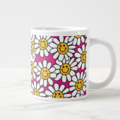 Daisy Flowers Pattern Pink Yellow Grote Koffiekop (Rechts)
