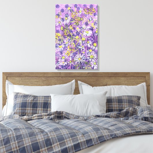 Daisy Flowers Polka Dot Zomer Bloemen Bloemen Bloe Canvas Afdruk (Insitu (Slaapkamer))