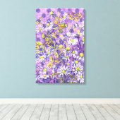 Daisy Flowers Polka Dot Zomer Bloemen Bloemen Bloe Canvas Afdruk (Insitu (Houten vloer))