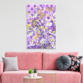 Daisy Flowers Polka Dot Zomer Bloemen Bloemen Bloe Canvas Afdruk (Insitu (Woonkamer))