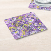 Daisy Flowers Polka Dot Zomer Bloemen Bloemen Bloe Kartonnen Onderzetters (Schuin)