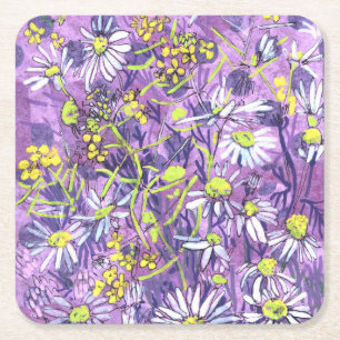 Daisy Flowers Polka Dot Zomer Bloemen Bloemen Bloe Kartonnen Onderzetters