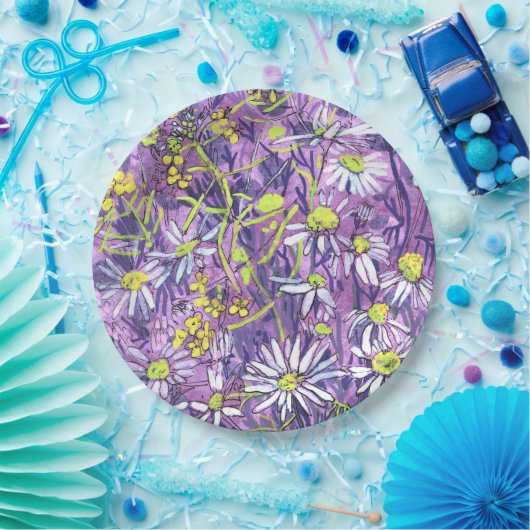 Daisy Flowers Polka Dot Zomer Bloemen Bloemen Bloe Papieren Bordje (Feest)