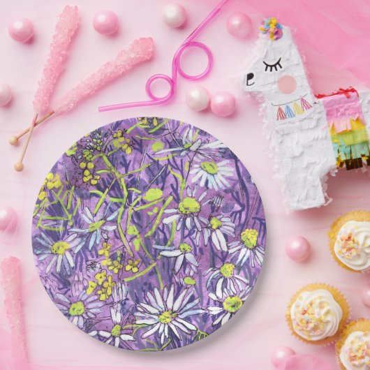 Daisy Flowers Polka Dot Zomer Bloemen Bloemen Bloe Papieren Bordje (Feest)