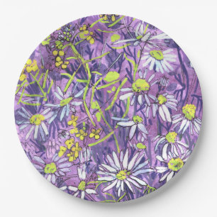 Daisy Flowers Polka Dot Zomer Bloemen Bloemen Bloe Papieren Bordje