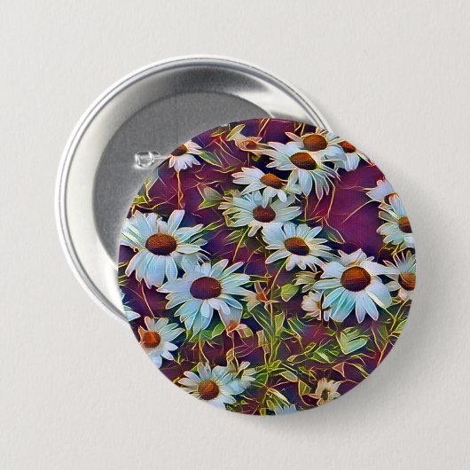 DAISY FLOWERS RONDE BUTTON 7,6 CM (Voorkant /achterkant)