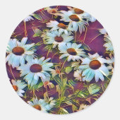 DAISY FLOWERS RONDE STICKER (Voorkant)