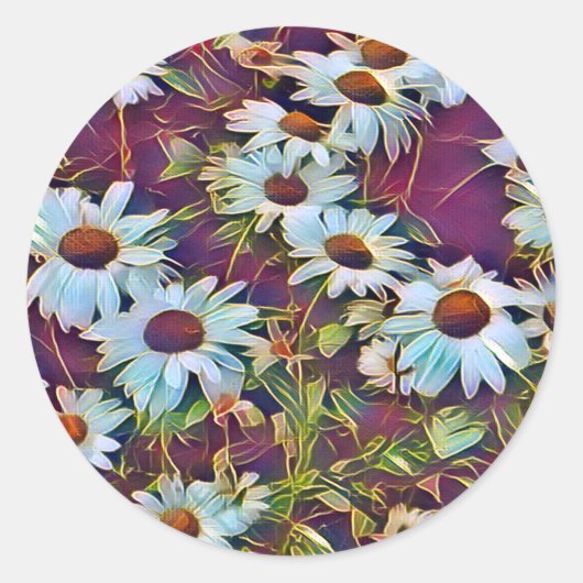 DAISY FLOWERS RONDE STICKER (Voorkant)