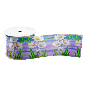 Daisy Flowers Satin Ribbon Spring Gift Satijnen Lint