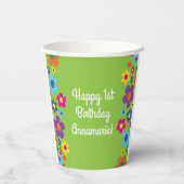 Daisy Flowers Schattige Hippie 1e Verjaardag Kinde Papieren Bekers (Achterkant)